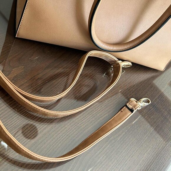 ALDO Camel Structured Tote Satchel with Gold Hardware & Crossbody Strap – OS - Picture 9 of 11